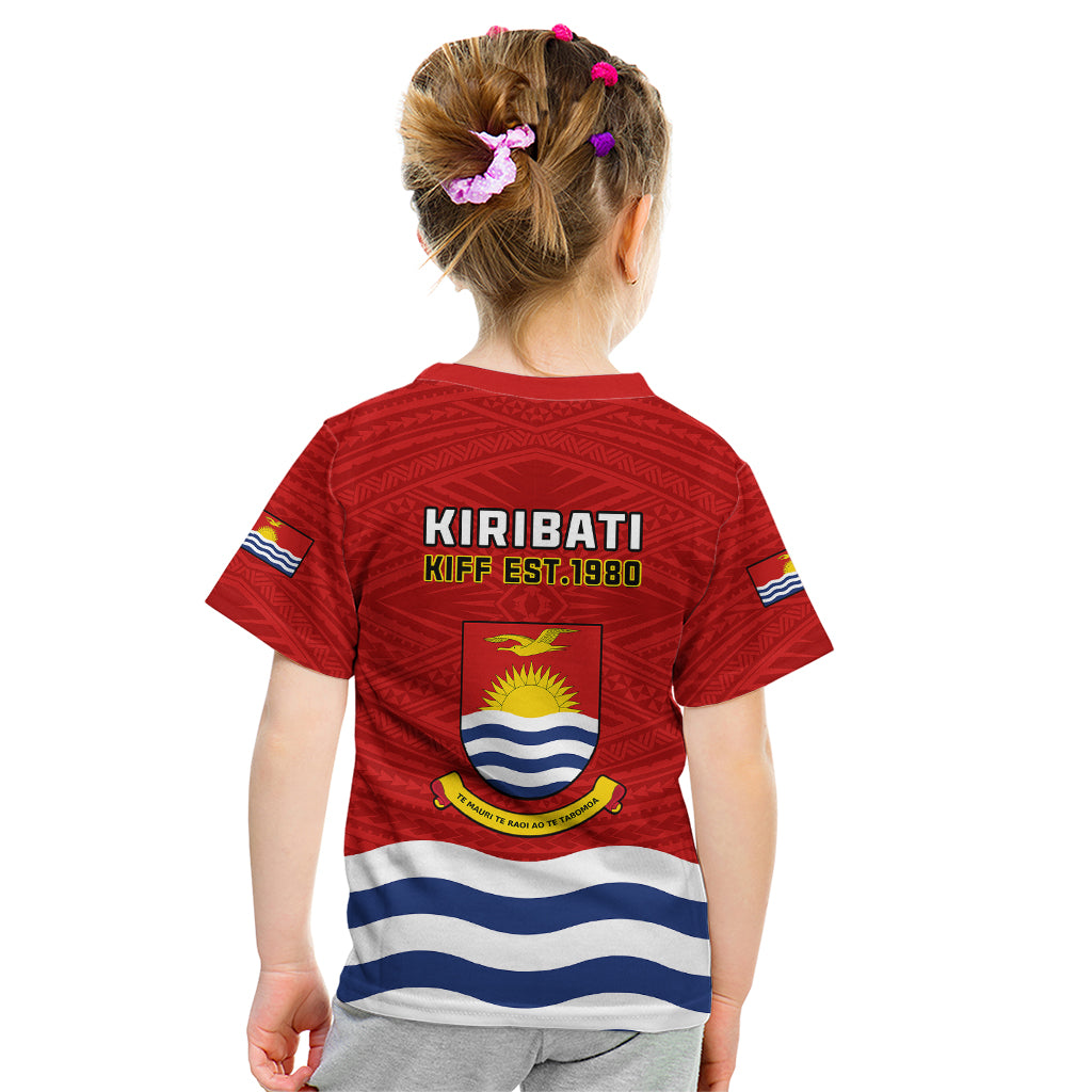 Kiribati Football Kid T Shirt Polynesian Pattern Mix Kiribatian Flag LT14 - Polynesian Pride