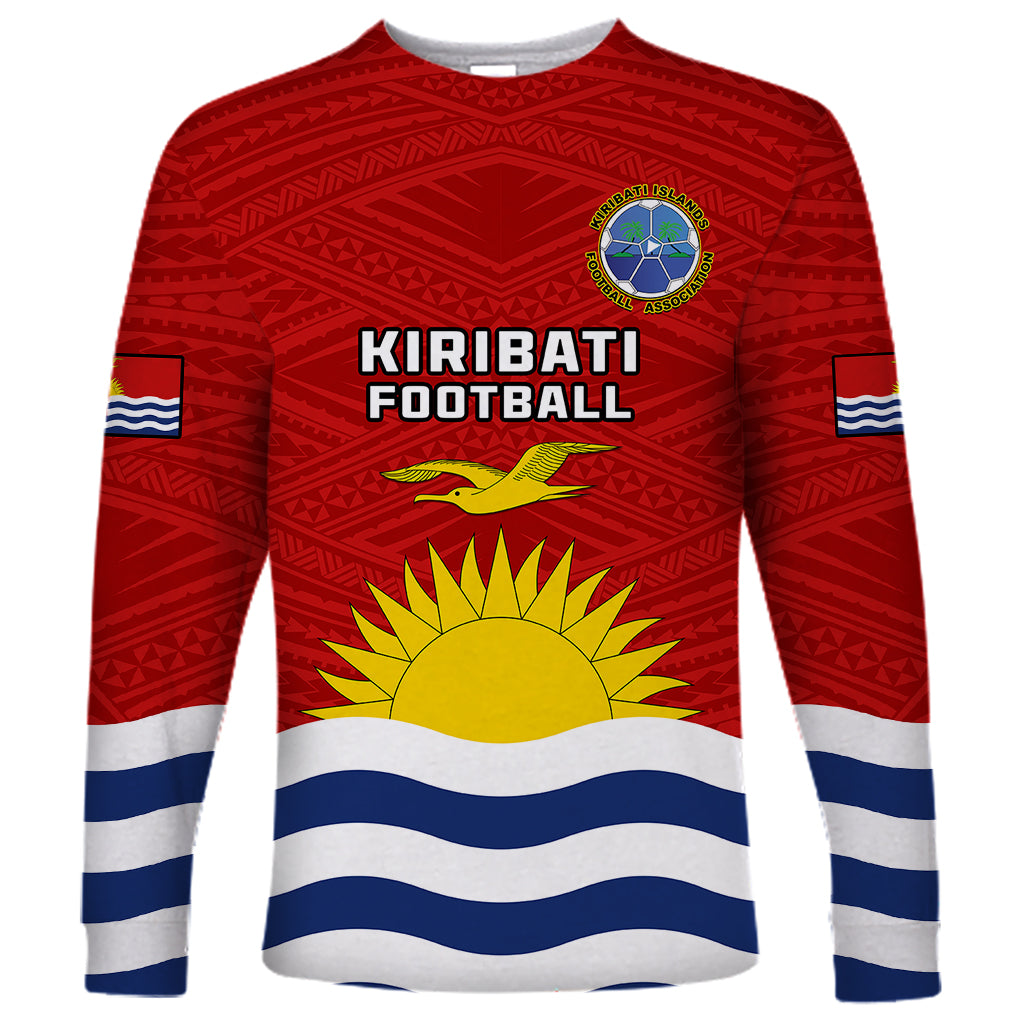 Kiribati Football Long Sleeve Shirt Polynesian Pattern Mix Kiribatian Flag LT14 Unisex Red - Polynesian Pride