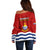 Kiribati Football Off Shoulder Sweater Polynesian Pattern Mix Kiribatian Flag LT14 - Polynesian Pride