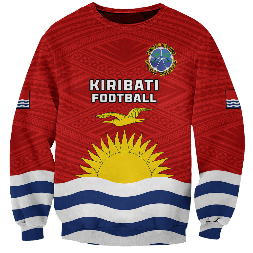 Kiribati Football Sweatshirt Polynesian Pattern Mix Kiribatian Flag LT14 Unisex Red - Polynesian Pride