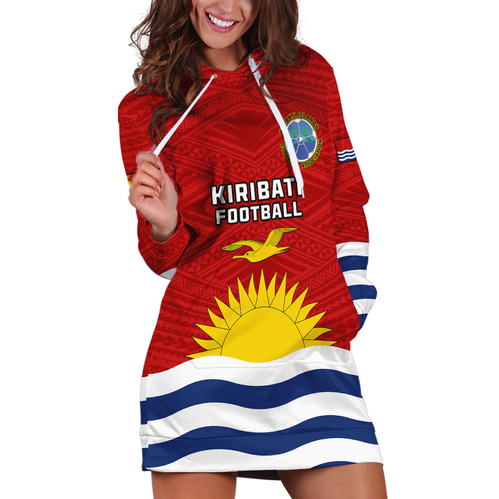 Personalised Kiribati Football Hoodie Dress Polynesian Pattern Mix Kiribatian Flag LT14 Red - Polynesian Pride