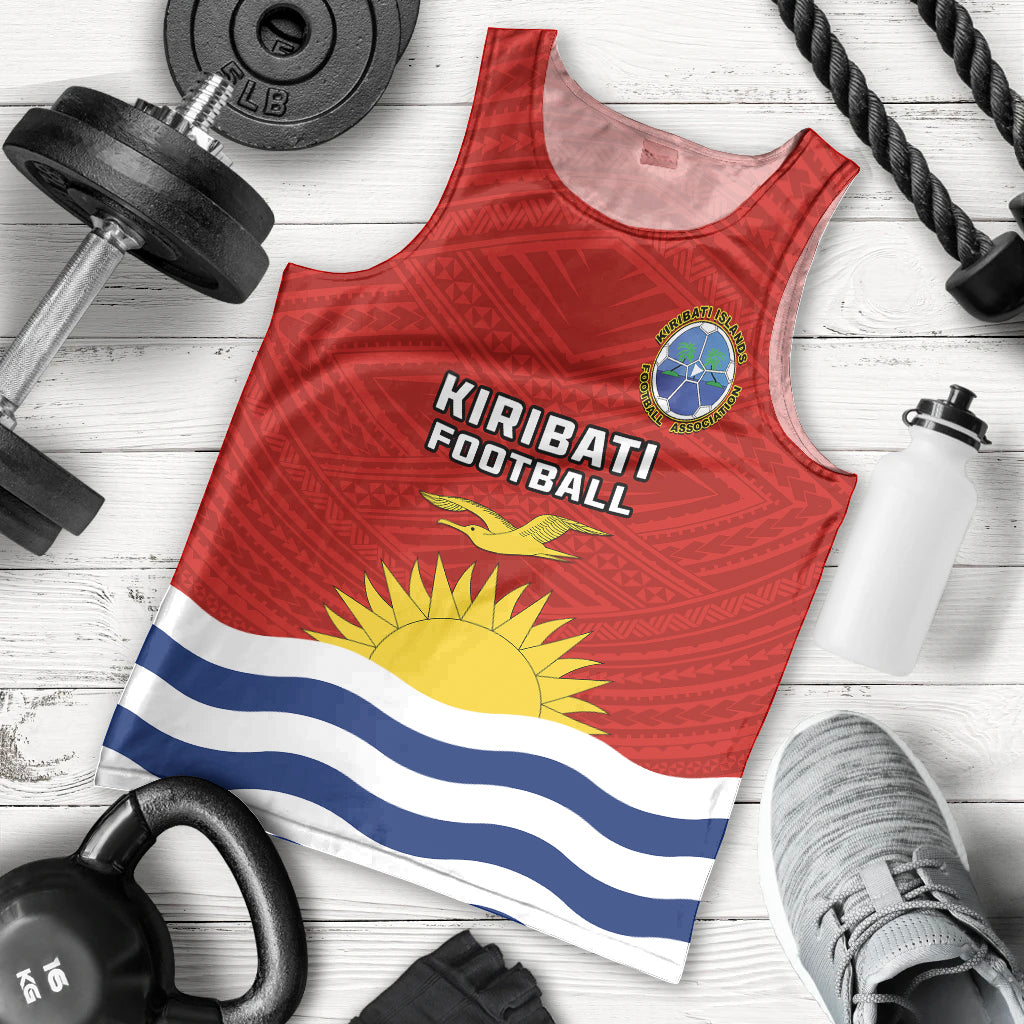 Personalised Kiribati Football Men Tank Top Polynesian Pattern Mix Kiribatian Flag LT14 Red - Polynesian Pride