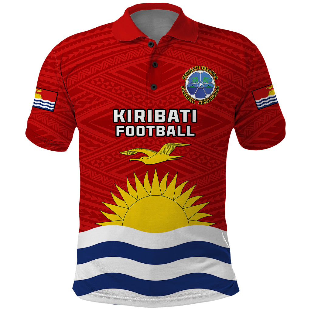 Custom Kiribati Football Polo Shirt Polynesian Pattern Mix Kiribatian Flag LT14 Red - Polynesian Pride