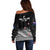 Aotearoa Football Off Shoulder Sweater Go New Zealand Maori Fern Pattern LT14 - Polynesian Pride