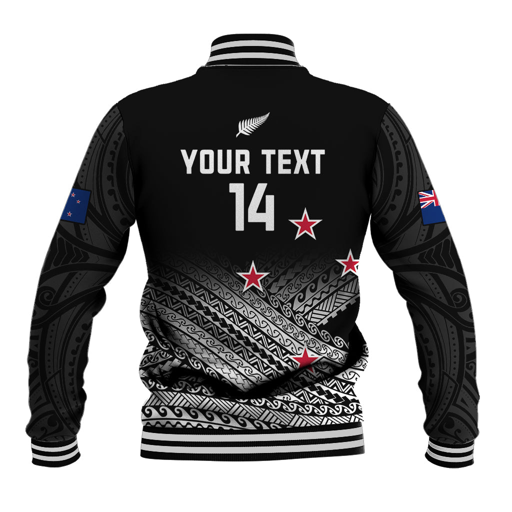 Personalised Aotearoa Football Baseball Jacket Go New Zealand Maori Fern Pattern LT14 - Polynesian Pride