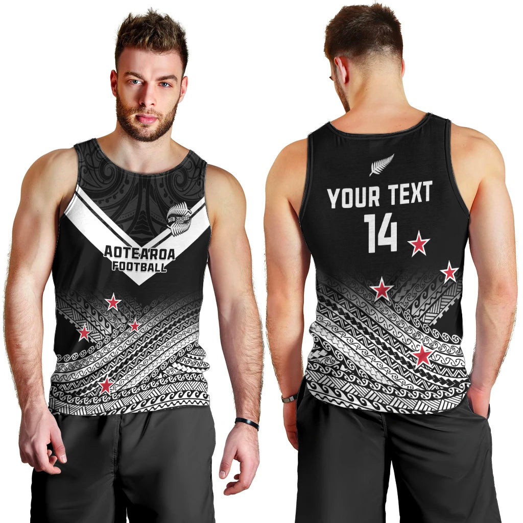 Personalised Aotearoa Football Men Tank Top Go New Zealand Maori Fern Pattern LT14 - Polynesian Pride