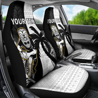Custom Fiji And New Zealand Rugby Car Seat Cover Aotearoa Silver Fern Mix Fijian Tapa Pattern
