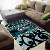 Kia Ora New Zealand Area Rug Aotearoa Proud Maori Paua Shell Silver Fern - Polynesian Pride