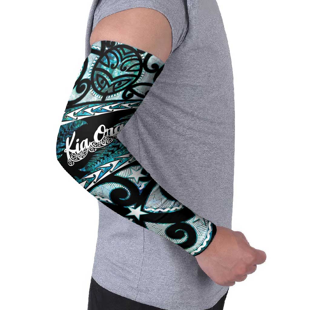 Kia Ora New Zealand Arm Sleeves Aotearoa Proud Maori Paua Shell Silver Fern - Polynesian Pride