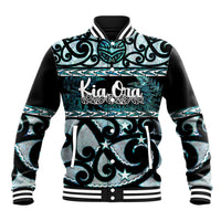 Kia Ora New Zealand Baseball Jacket Aotearoa Proud Maori Paua Shell Silver Fern - Polynesian Pride