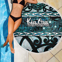Kia Ora New Zealand Beach Blanket Aotearoa Proud Maori Paua Shell Silver Fern - Polynesian Pride