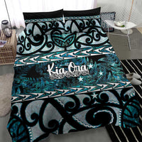 Kia Ora New Zealand Bedding Set Aotearoa Proud Maori Paua Shell Silver Fern - Polynesian Pride