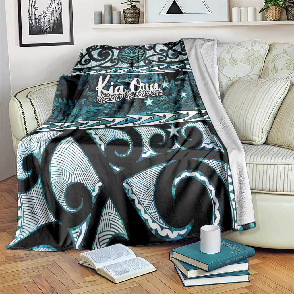 Kia Ora New Zealand Blanket Aotearoa Proud Maori Paua Shell Silver Fern - Polynesian Pride