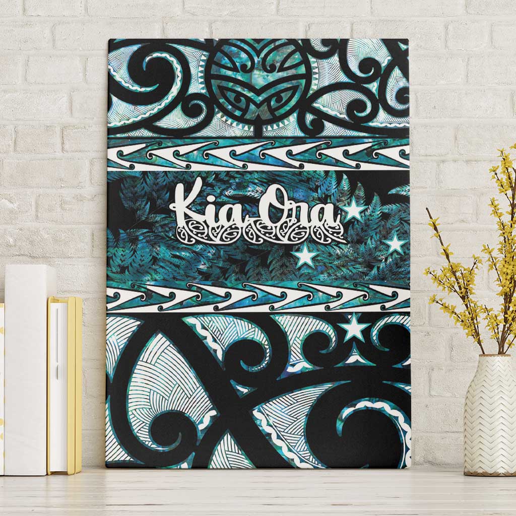 Kia Ora New Zealand Canvas Wall Art Aotearoa Proud Maori Paua Shell Silver Fern - Polynesian Pride