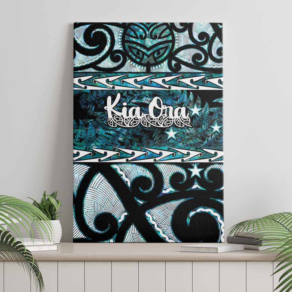 Kia Ora New Zealand Canvas Wall Art Aotearoa Proud Maori Paua Shell Silver Fern - Polynesian Pride