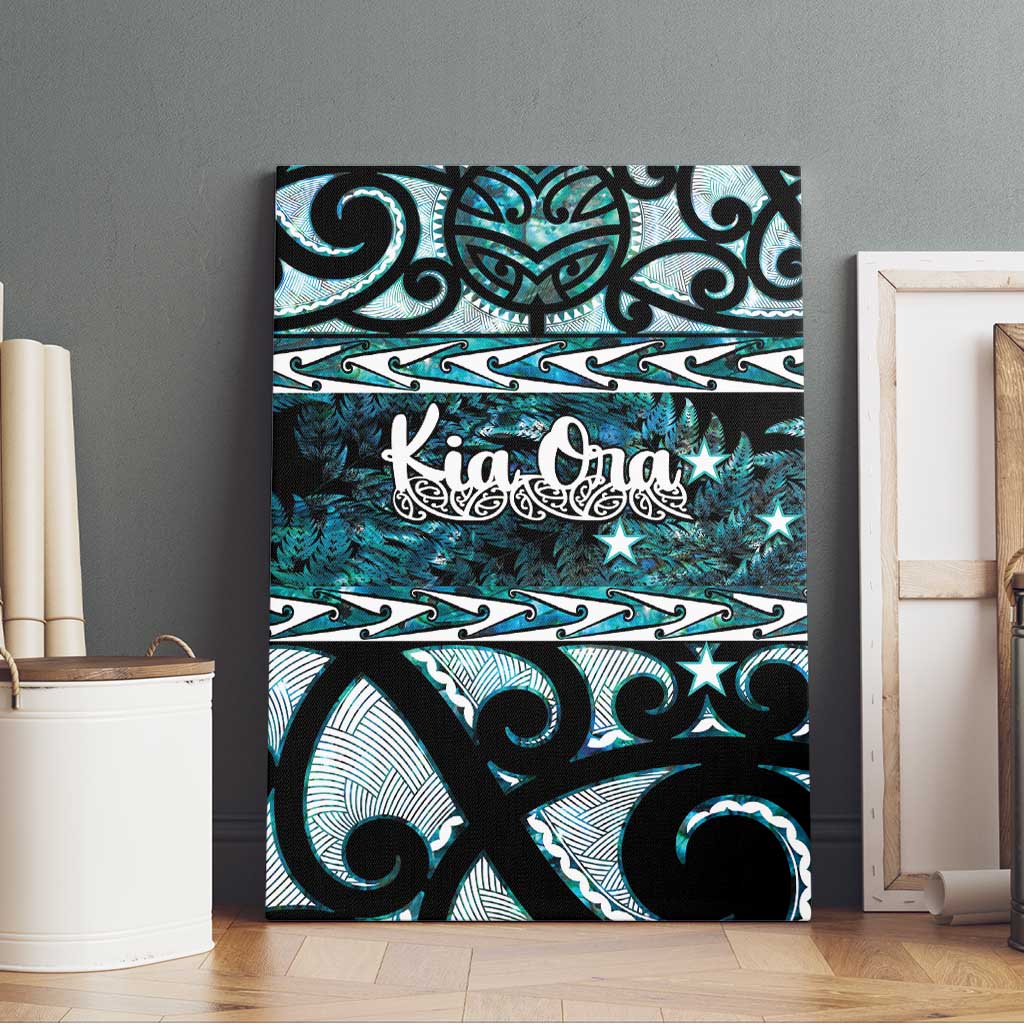 Kia Ora New Zealand Canvas Wall Art Aotearoa Proud Maori Paua Shell Silver Fern - Polynesian Pride