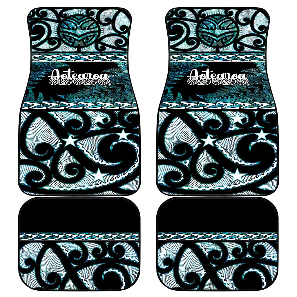 Kia Ora New Zealand Car Mats Aotearoa Proud Maori Paua Shell Silver Fern - Polynesian Pride