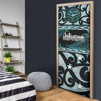 Kia Ora New Zealand Door Cover Aotearoa Proud Maori Paua Shell Silver Fern - Polynesian Pride