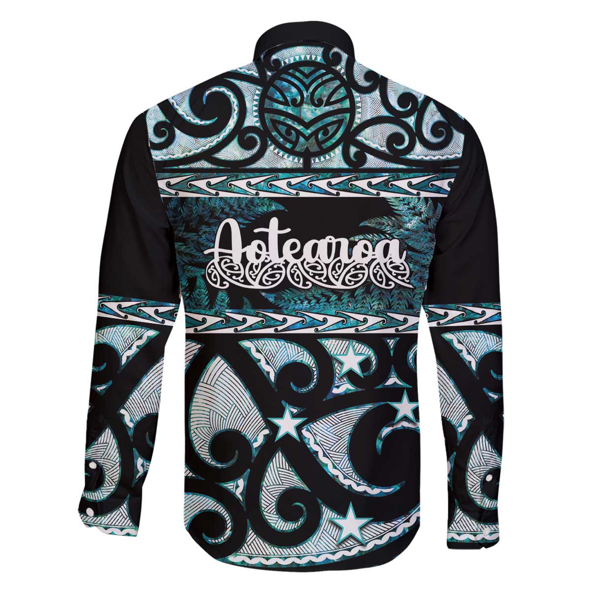 Kia Ora New Zealand Family Matching Off The Shoulder Long Sleeve Dress and Hawaiian Shirt Aotearoa Proud Maori Paua Shell Silver Fern - Polynesian Pride