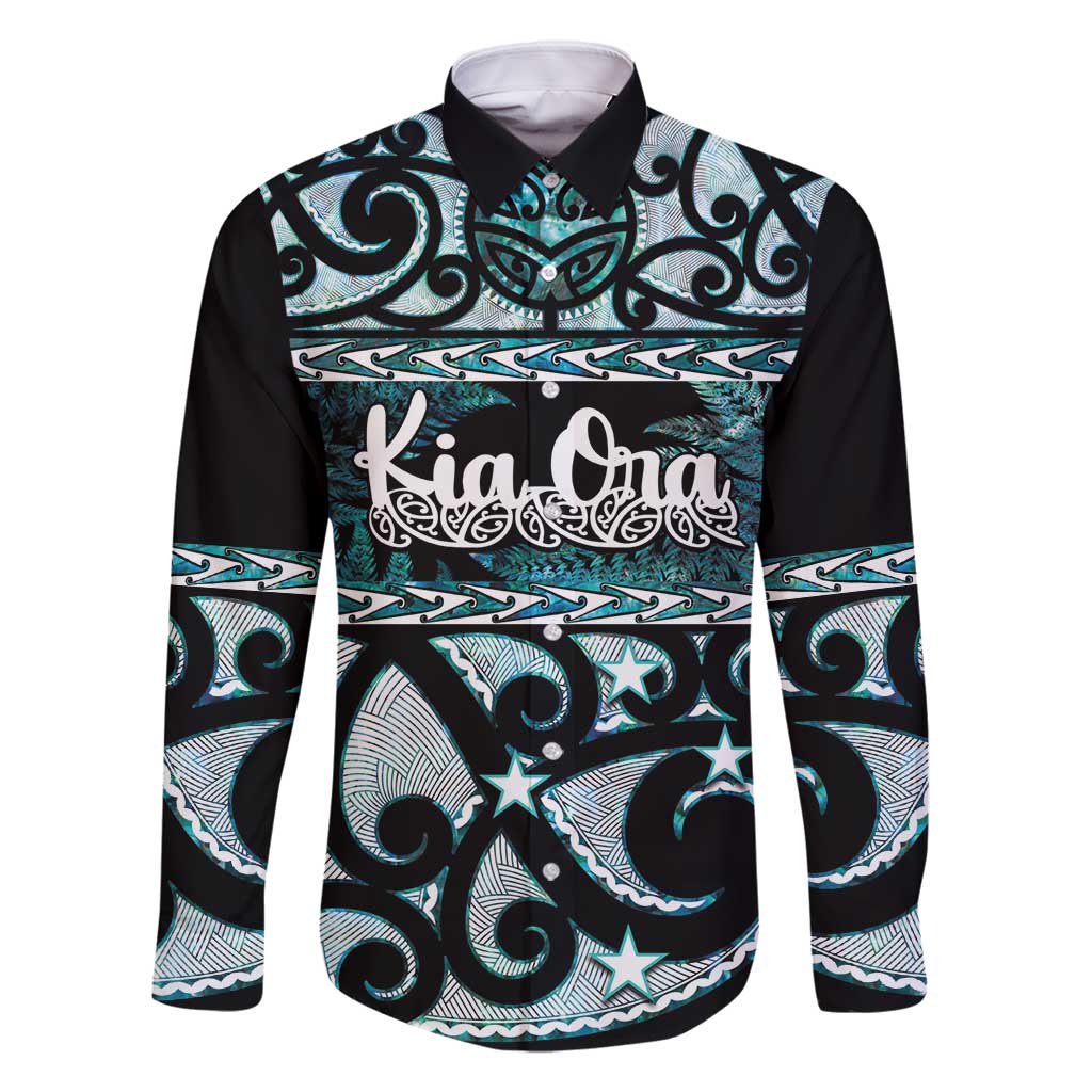 Kia Ora New Zealand Family Matching Off Shoulder Maxi Dress and Hawaiian Shirt Aotearoa Proud Maori Paua Shell Silver Fern - Polynesian Pride