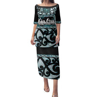 Kia Ora New Zealand Family Matching Puletasi and Hawaiian Shirt Aotearoa Proud Maori Paua Shell Silver Fern - Polynesian Pride