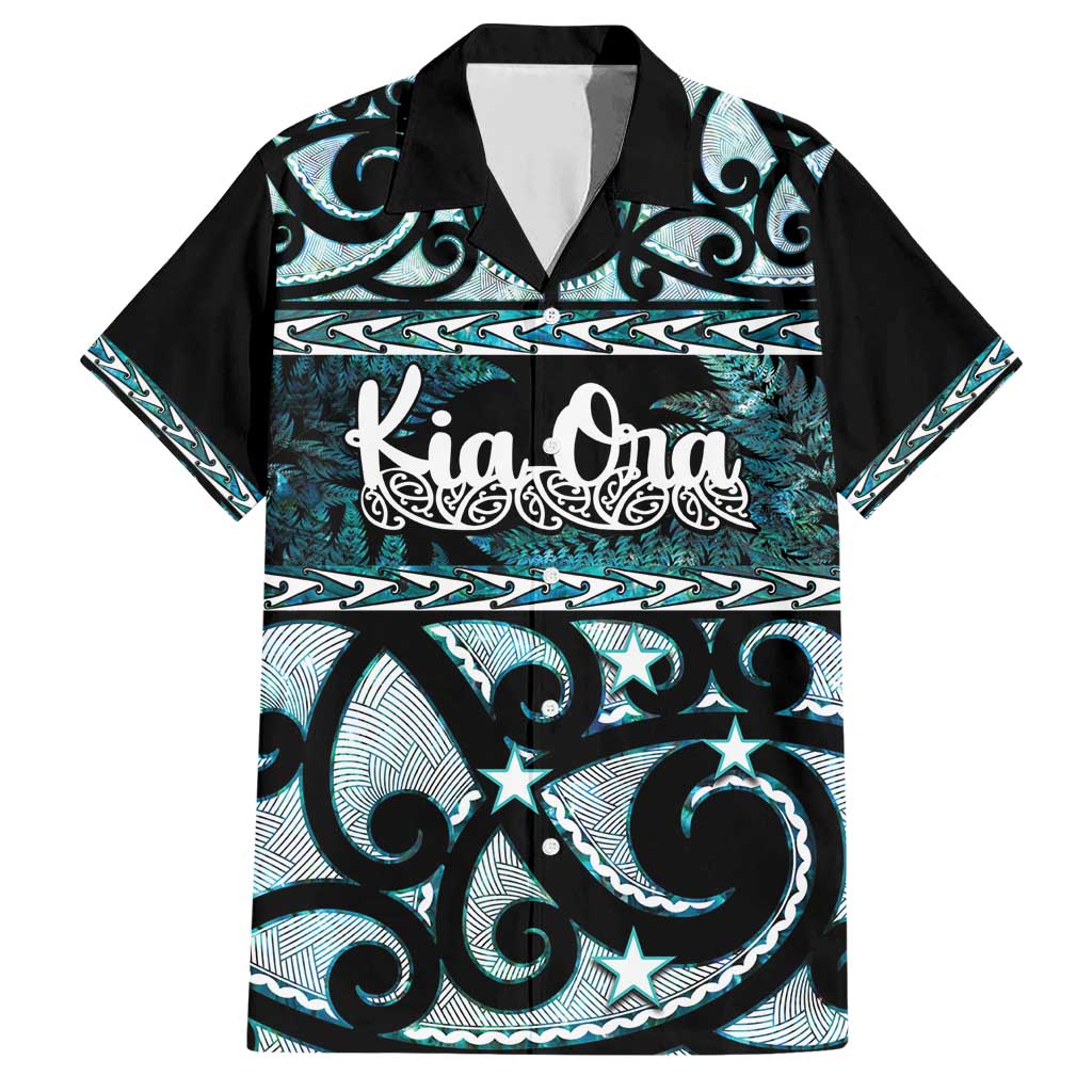 Kia Ora New Zealand Family Matching Short Sleeve Bodycon Dress and Hawaiian Shirt Aotearoa Proud Maori Paua Shell Silver Fern - Polynesian Pride