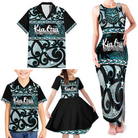 Kia Ora New Zealand Family Matching Tank Maxi Dress and Hawaiian Shirt Aotearoa Proud Maori Paua Shell Silver Fern - Polynesian Pride