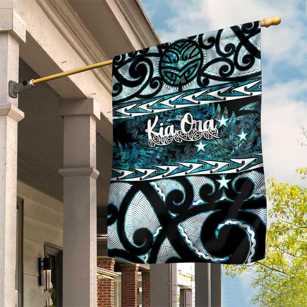 Kia Ora New Zealand Garden Flag Aotearoa Proud Maori Paua Shell Silver Fern - Polynesian Pride