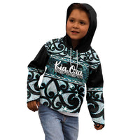 Kia Ora New Zealand Kid Hoodie Aotearoa Proud Maori Paua Shell Silver Fern - Polynesian Pride