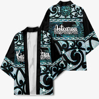 Kia Ora New Zealand Kimono Aotearoa Proud Maori Paua Shell Silver Fern - Polynesian Pride