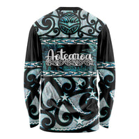 Kia Ora New Zealand Long Sleeve Shirt Aotearoa Proud Maori Paua Shell Silver Fern - Polynesian Pride