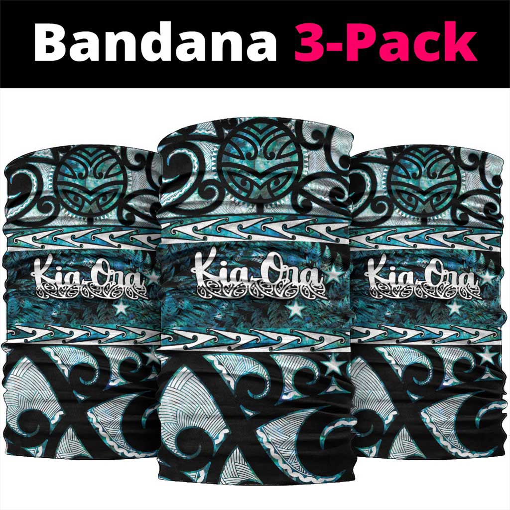 Kia Ora New Zealand Neck Gaiter Aotearoa Proud Maori Paua Shell Silver Fern - Polynesian Pride