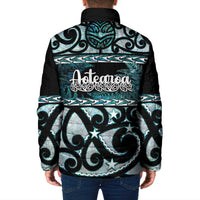 Kia Ora New Zealand Padded Jacket Aotearoa Proud Maori Paua Shell Silver Fern - Polynesian Pride