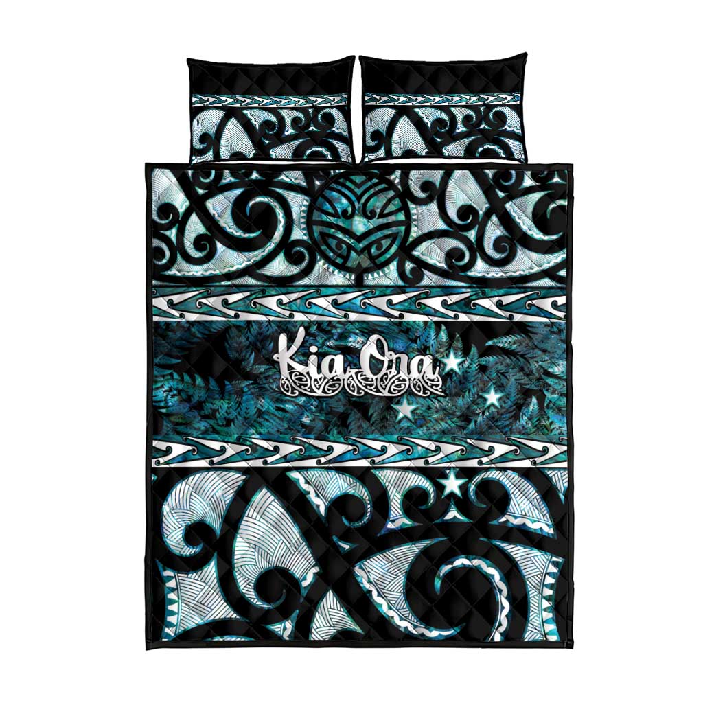 Kia Ora New Zealand Quilt Bed Set Aotearoa Proud Maori Paua Shell Silver Fern - Polynesian Pride