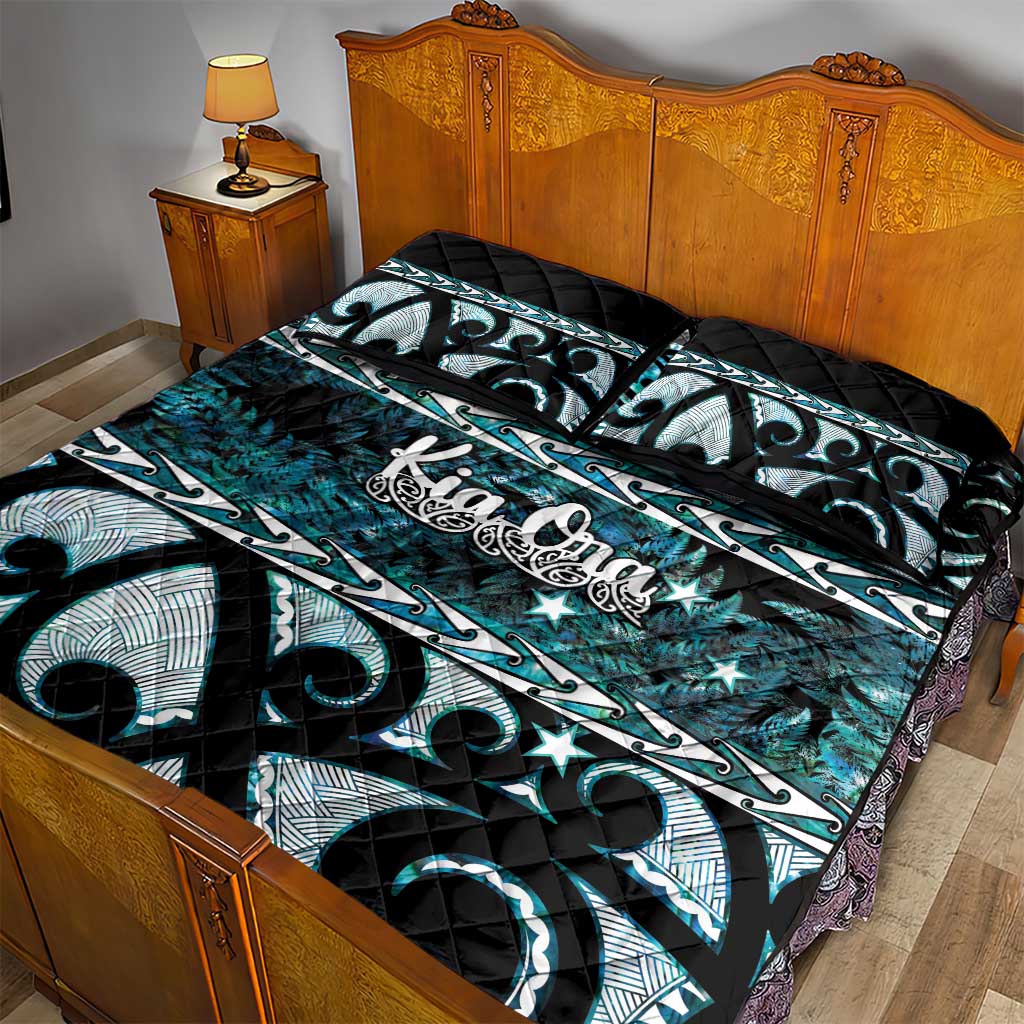 Kia Ora New Zealand Quilt Bed Set Aotearoa Proud Maori Paua Shell Silver Fern - Polynesian Pride