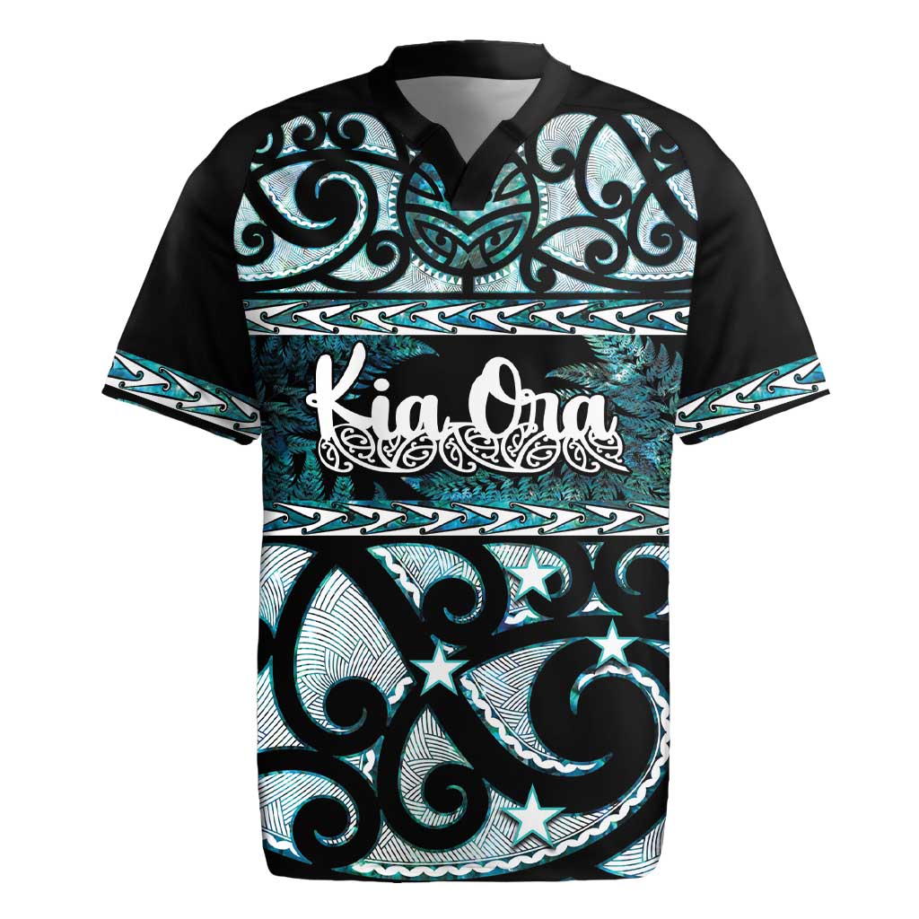 Kia Ora New Zealand Rugby Jersey Aotearoa Proud Maori Paua Shell Silver Fern - Polynesian Pride