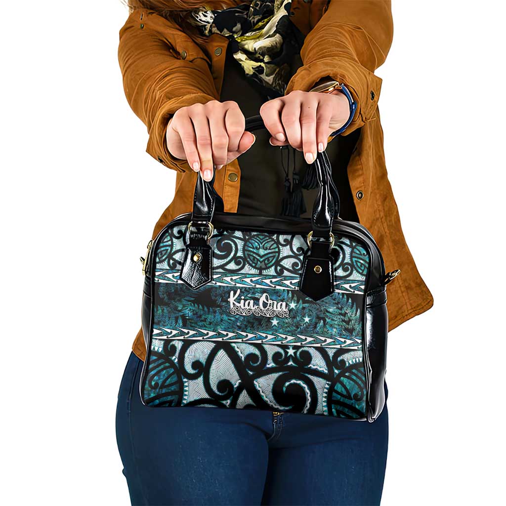 Kia Ora New Zealand Shoulder Handbag Aotearoa Proud Maori Paua Shell Silver Fern - Polynesian Pride
