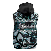 Kia Ora New Zealand Sleeveless Hoodie Aotearoa Proud Maori Paua Shell Silver Fern - Polynesian Pride