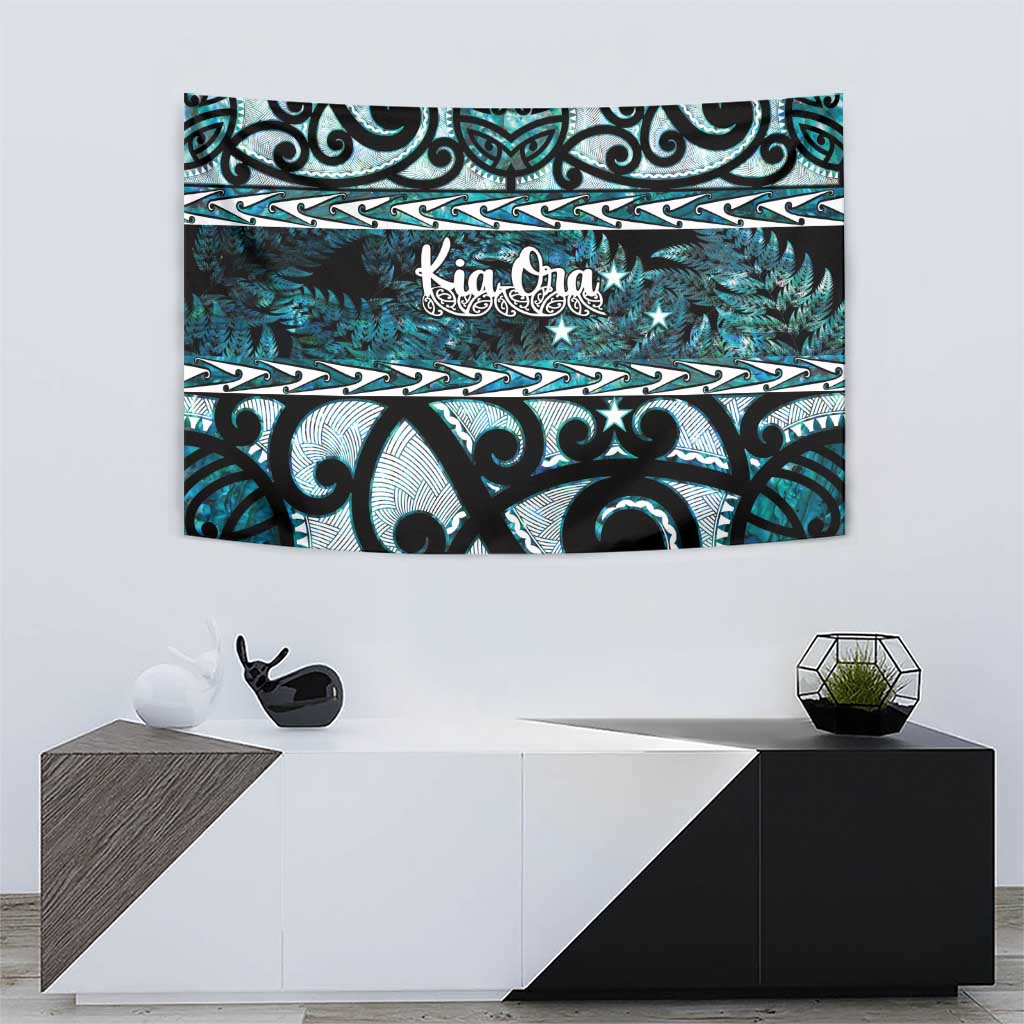 Kia Ora New Zealand Tapestry Aotearoa Proud Maori Paua Shell Silver Fern - Polynesian Pride