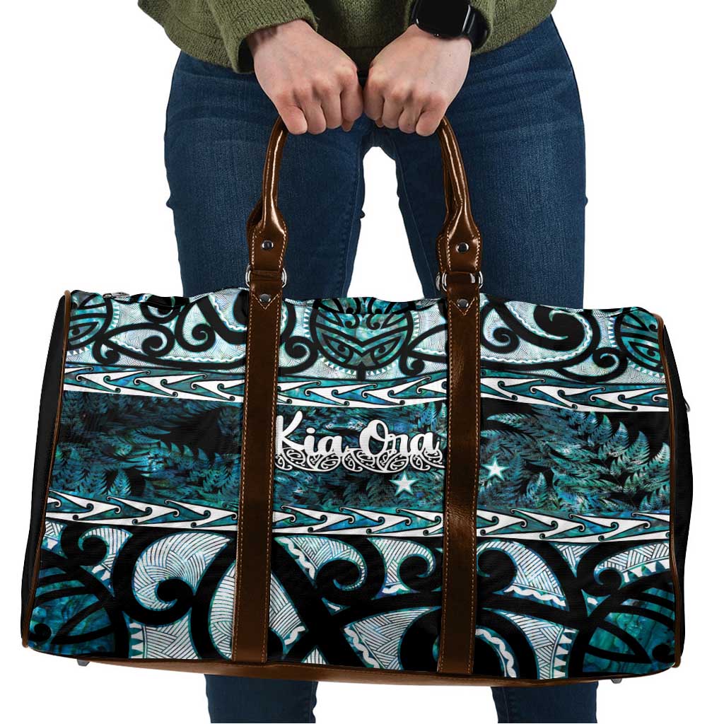Kia Ora New Zealand Travel Bag Aotearoa Proud Maori Paua Shell Silver Fern - Polynesian Pride