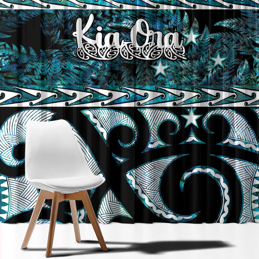 Kia Ora New Zealand Window Curtain Aotearoa Proud Maori Paua Shell Silver Fern - Polynesian Pride