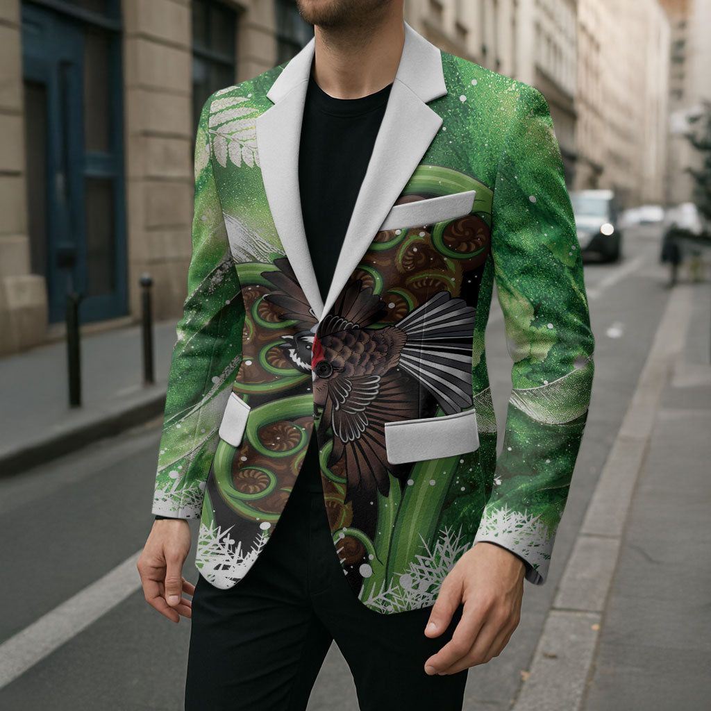 Piwakawaka New Zealand Christmas In July Blazer NZ Aroha Koru Fern Marble Vibes