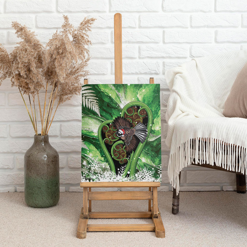 Piwakawaka New Zealand Christmas In July Canvas Wall Art NZ Aroha Koru Fern Marble Vibes LT14 - Polynesian Pride