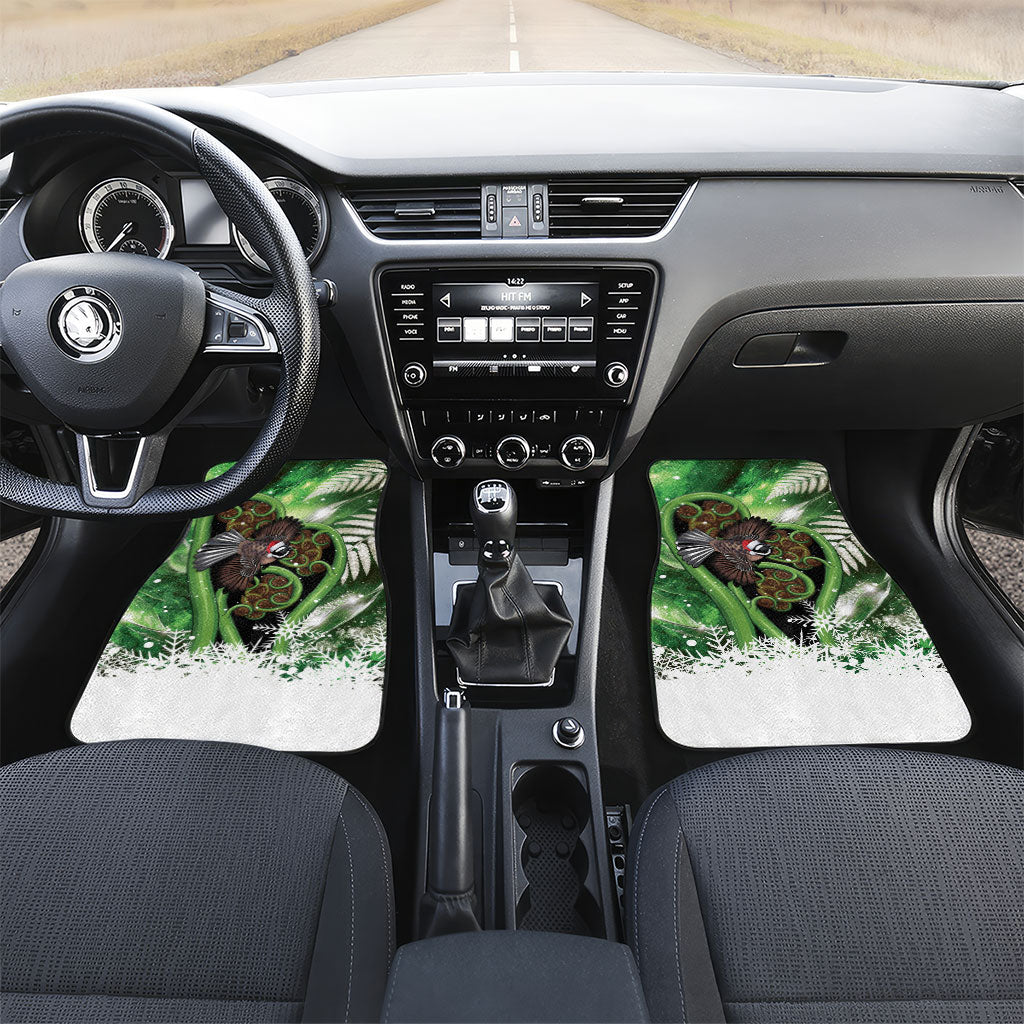 Piwakawaka New Zealand Christmas In July Car Mats NZ Aroha Koru Fern Marble Vibes LT14 Set 2pcs - Front Green - Polynesian Pride