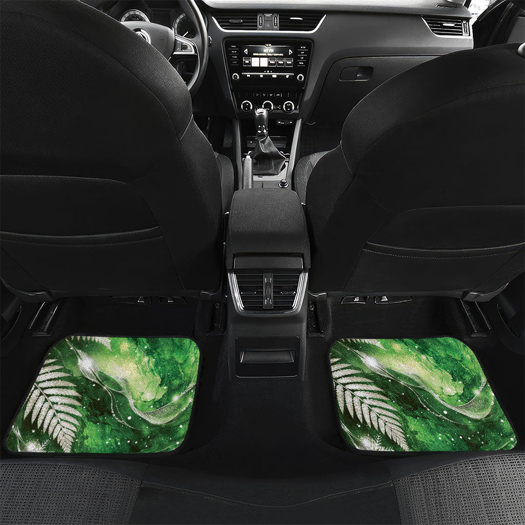Piwakawaka New Zealand Christmas In July Car Mats NZ Aroha Koru Fern Marble Vibes LT14 Set 2pcs - Back Green - Polynesian Pride
