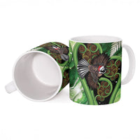 Piwakawaka New Zealand Christmas In July Ceramic Mug NZ Aroha Koru Fern Marble Vibes