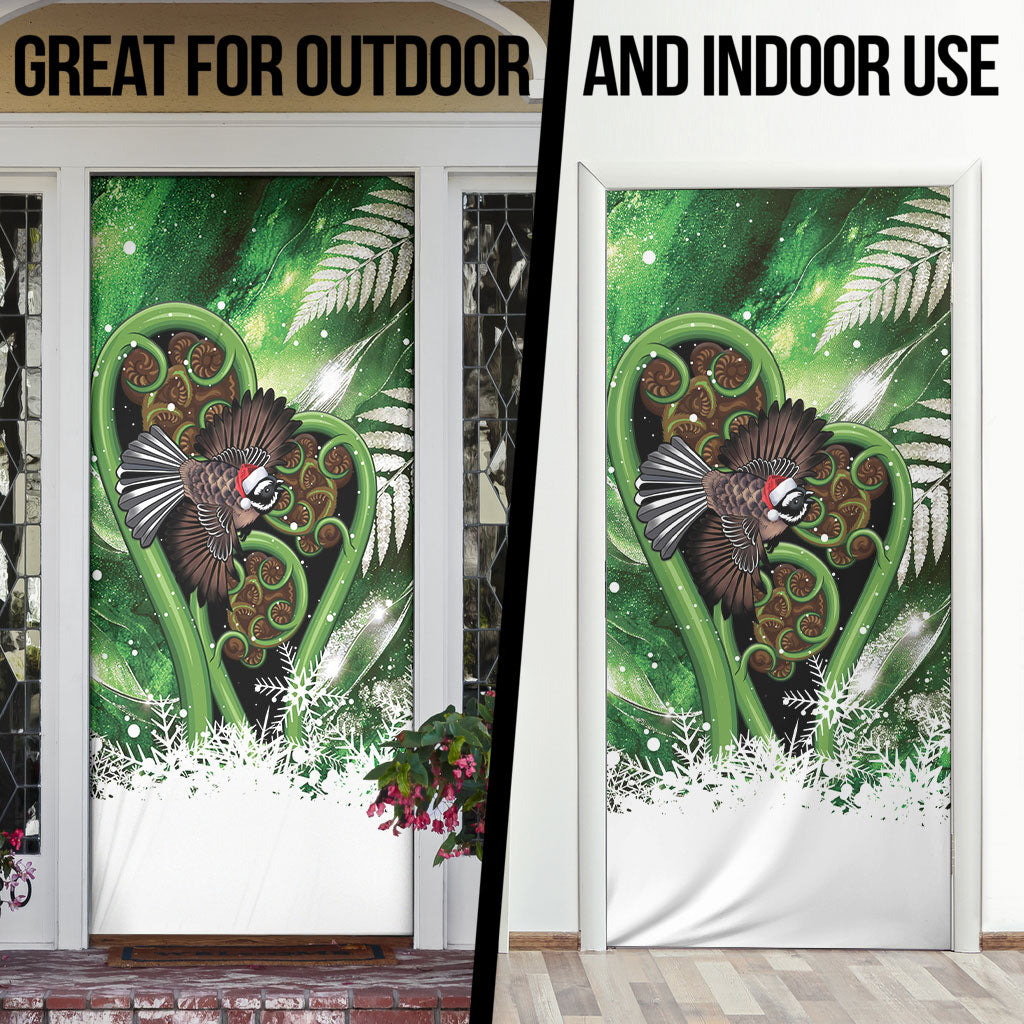 Piwakawaka New Zealand Christmas In July Door Cover NZ Aroha Koru Fern Marble Vibes LT14 - Polynesian Pride
