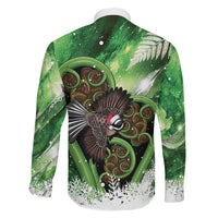 Piwakawaka New Zealand Christmas In July Family Matching Off The Shoulder Long Sleeve Dress and Hawaiian Shirt NZ Aroha Koru Fern Marble Vibes LT14 - Polynesian Pride