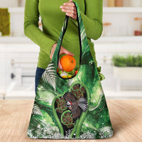 Piwakawaka New Zealand Christmas In July Grocery Bag NZ Aroha Koru Fern Marble Vibes LT14 - Polynesian Pride