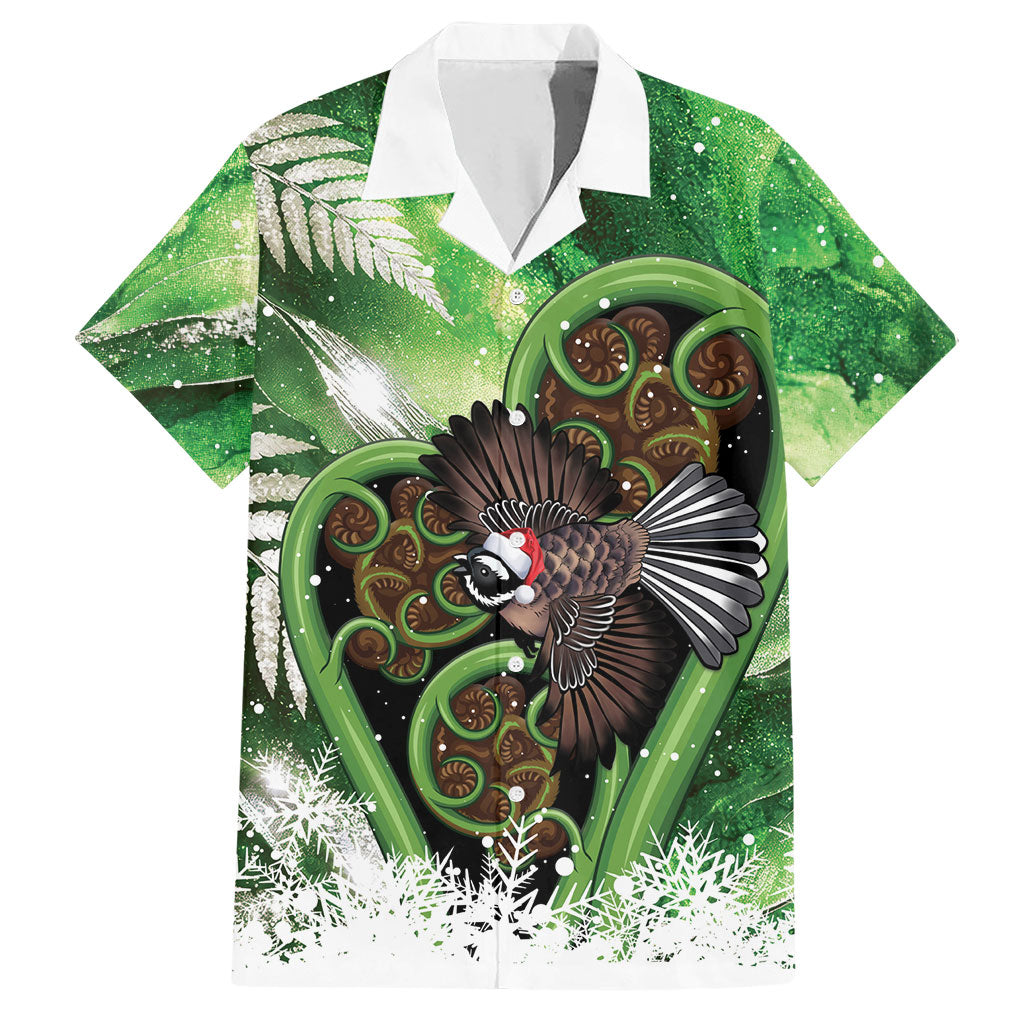 Piwakawaka New Zealand Christmas In July Hawaiian Shirt NZ Aroha Koru Fern Marble Vibes LT14 Green - Polynesian Pride